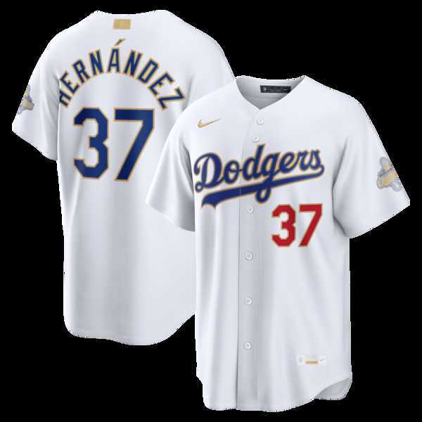 Mens Los Angeles Dodgers #37 Teoscar Hernandez Nike White 2026 Gold Collection Stadium Jersey Dzhi->->MLB Jersey