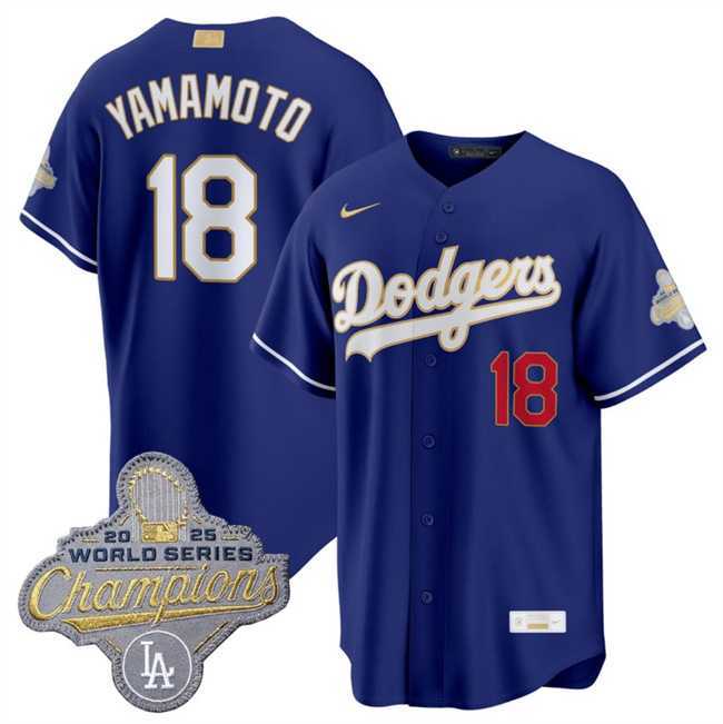 Mens Los Angeles Dodgers #18 Yoshinobu Yamamoto Royal 2026 Alternate Gold Collection Stadium Stitched Jersey Dzhi->->MLB Jersey