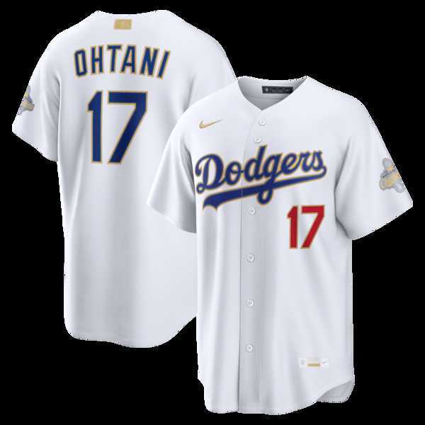 Mens Los Angeles Dodgers #17 Shohei Ohtani Nike White 2026 Gold Collection Stadium Jersey Dzhi->->MLB Jersey