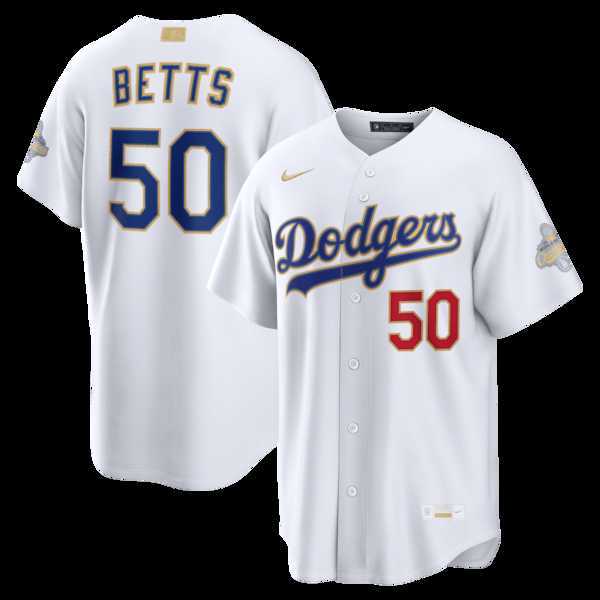 Mens Los Angeles Dodgers #50 Mookie Betts Nike White 2026 Gold Collection Stadium Jersey Dzhi->->MLB Jersey