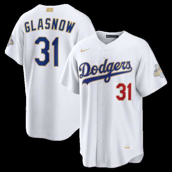 Mens Los Angeles Dodgers #31 Tyler Glasnow Nike White 2026 Gold Collection Stadium Jersey Dzhi->->MLB Jersey
