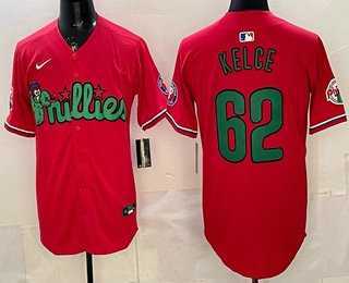 Mens Philadelphia Phillies #62 Jason Kelce Red Limited Stitched Jersey Dzhi->philadelphia phillies->MLB Jersey