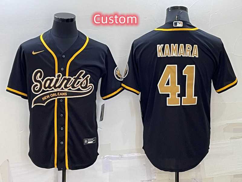 Custom Men%27s New Orleans Saints Black Cool Base Stitched Baseball Jersey->customized nfl jersey->Custom Jersey