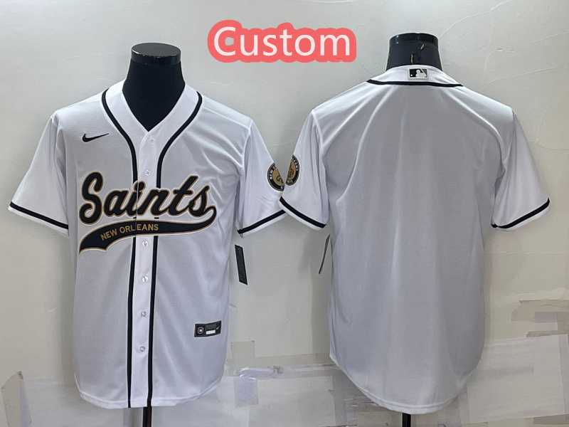 Custom Men%27s New Orleans Saints White Cool Base Stitched Baseball Jersey->customized nfl jersey->Custom Jersey