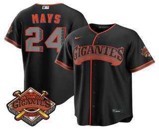 Mens San Francisco Giants #24 Willie Mays Black 2026 Alternate Stadium Stitched Jersey Dzhi->san francisco giants->MLB Jersey