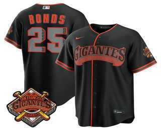 Mens San Francisco Giants #25 Barry Bonds Black 2026 Alternate Stadium Stitched Jersey Dzhi->san francisco giants->MLB Jersey