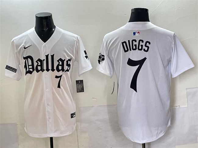 Men%27s Dallas Cowboys #7 Trevon Diggs White %27Gothic Lone Star Edition%27 Limited Stitched Baseball Jersey->nhl youth jerseys->NHL Jersey
