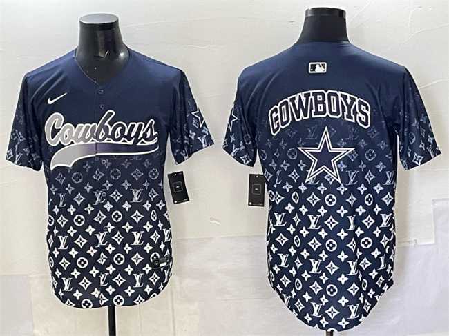 Men%27s Dallas Cowboys Team Big Logo Navy Limited Stitched Baseball Jersey->buffalo bills->NFL Jersey