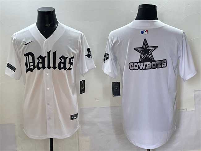 Men%27s Dallas Cowboys Team Big Logo White %27Gothic Lone Star Edition%27 Limited Stitched Baseball Jersey->buffalo bills->NFL Jersey