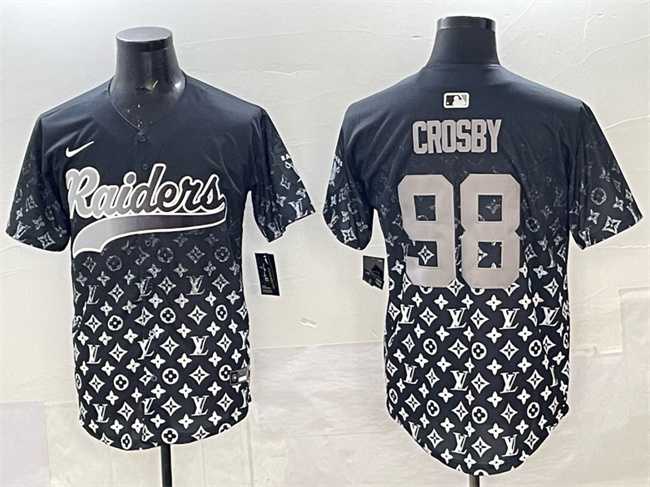Men%27s Las Vegas Raiders #98 Maxx Crosby Black Limited Stitched Baseball Jersey->las vegas raiders->NFL Jersey