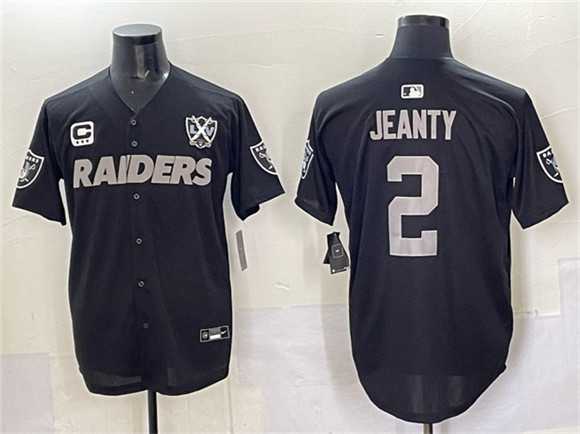 Men%27s Las Vegas Raiders #2 Ashton Jeanty Black With Nevada Silver Stat Patch And 65th Anniversary Patch 3-Star C Patch Stitched Baseball Jersey->indianapolis colts->NFL Jersey