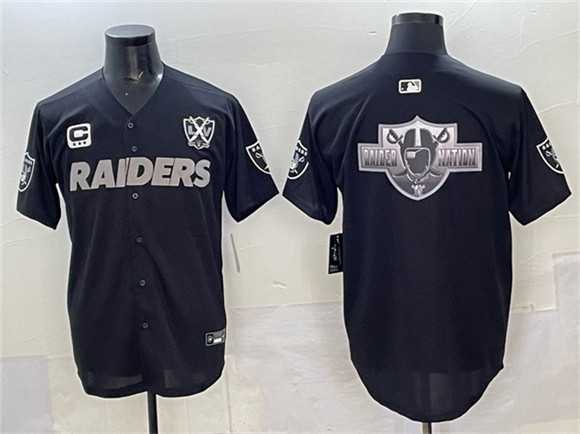 Men%27s Las Vegas Raiders Team Big Logo Black With Nevada Silver Stat Patch And 65th Anniversary Patch 3-Star C Patch Stitched Baseball Jersey->los angeles chargers->NFL Jersey