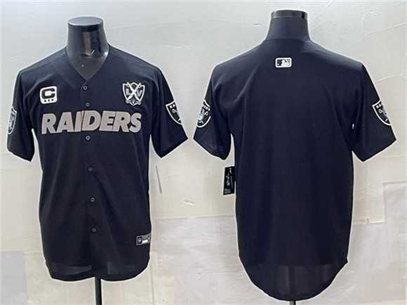 Mens Las Vegas Raiders Blank Black With Nevada Silver Stat Patch And 65th Anniversary Patch 3-Star C Patch Stitched Baseball Jersey->las vegas raiders->NFL Jersey