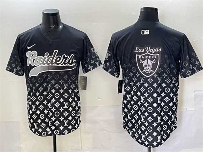 Men%27s Las Vegas Raiders Team Big Logo Black Limited Stitched Baseball Jersey->las vegas raiders->NFL Jersey