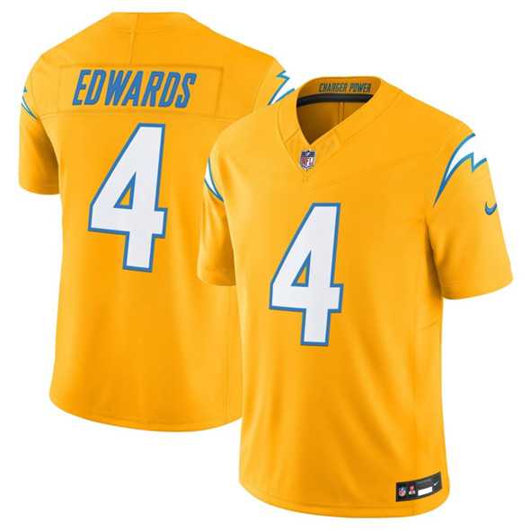 Mens Los Angeles Chargers #4 Taylor Heinicke Gold 2025 F.U.S.E. Alternate Vapor Limited Stitched Jersey->los angeles chargers->NFL Jersey