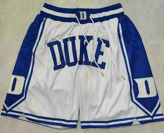 Men%27s Duke Blue Devils White Just Don Shorts->nba shorts->NBA Jersey