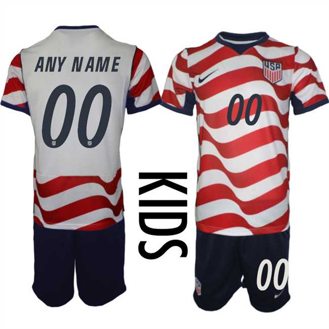 Youth United States Custom White Red 2026 Home Soccer Jersey Suit->->Custom Jersey