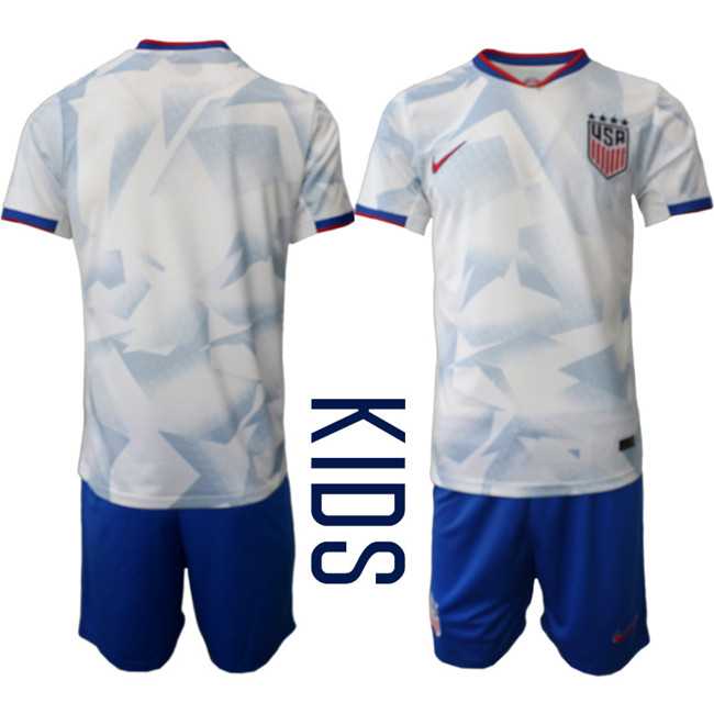 Youth United States Custom White 2026 World Cup Home Soccer Jersey Suit->->Custom Jersey