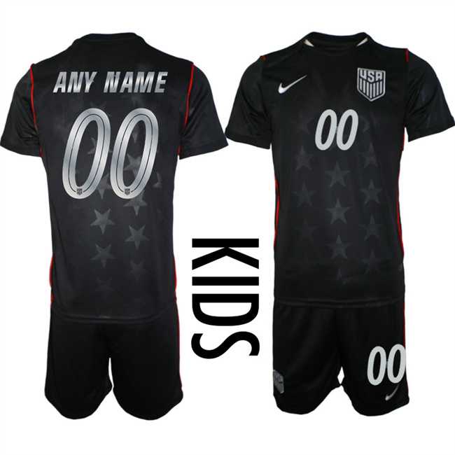 Youth United States Custom Black 2026 Away Soccer Jersey Suit->->Custom Jersey