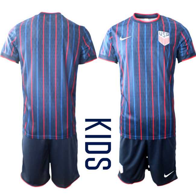 Youth United States Custom Blue 2026 World Cup Away Soccer Jersey Suit->->Custom Jersey