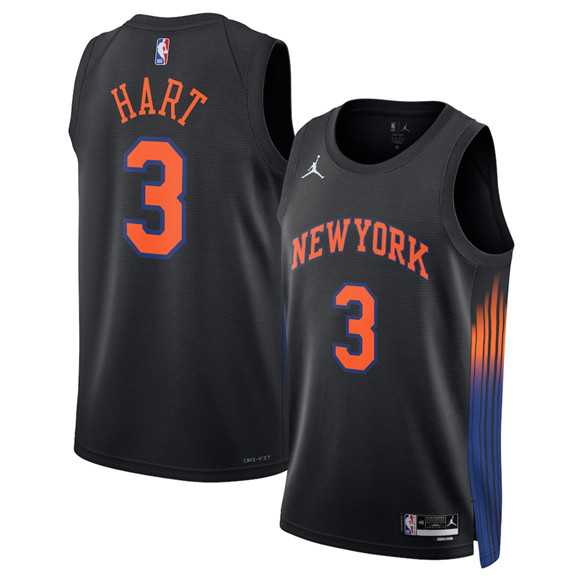 Men%27s New Yok Knicks #3 Josh Hart Black 2025 Statement Edition Stitched Jersey Dzhi->new york knicks->NBA Jersey