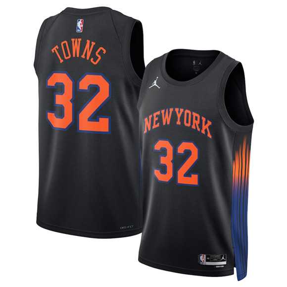 Men%27s New Yok Knicks #32 Karl-Anthony Towns Black 2025 Statement Edition Stitched Jersey Dzhi->orlando magic->NBA Jersey