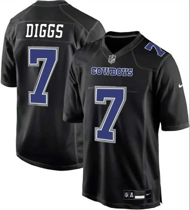 Men%27s Nike Dallas Cowboys #7 Trevon Diggs Carbon Black Fashion Game Jersey Dzhi->new york jets->NFL Jersey