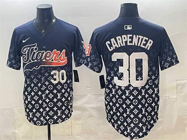 Men%27s Detroit Tigers #30 Kerry Carpenter Navy With Patch Vapor Premier Limited Stitched Jersey Dzhi->detroit tigers->MLB Jersey