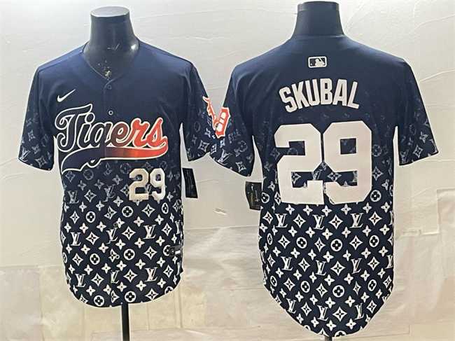 Men%27s Detroit Tigers #29 Tarik Skubal Navy With Patch Vapor Premier Limited Stitched Jersey Dzhi->chicago white sox->MLB Jersey