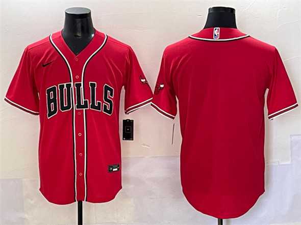 Men%27s Chicago Bulls Blank Red Cool Base Stitched Baseball Jersey->chicago bulls->NBA Jersey