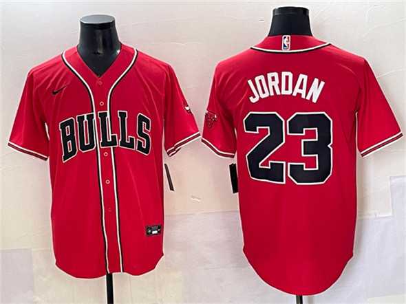 Men%27s Chicago Bulls #23 Michael Jordan Red Cool Base Stitched Baseball Jersey->charlotte hornets->NBA Jersey