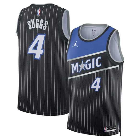 Mens Orlando Magic #4 Jalen Suggs Black 2025 Statement Edition Stitched Basketball Jersey Dzhi->orlando magic->NBA Jersey