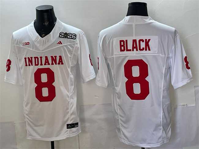 Mens Indiana Hoosiers #8 Kaelon Black White F.U.S.E. 2026 Patch Stitched Football Jersey->indiana hoosiers->NCAA Jersey