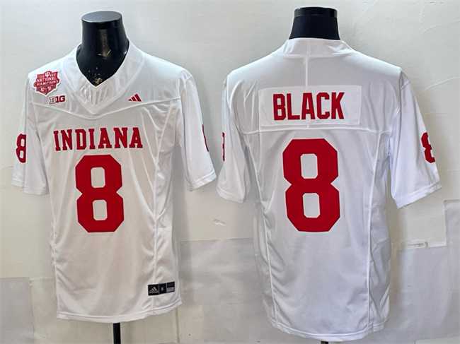 Mens Indiana Hoosiers #8 Kaelon Black White F.U.S.E. 2025 National Champions Patch Stitched Football Jersey->indiana hoosiers->NCAA Jersey