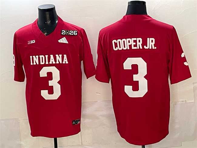 Mens Indiana Hoosiers #3 Omar Cooper Jr. Red F.U.S.E. 2026 Patch Stitched Football Jersey->indiana hoosiers->NCAA Jersey