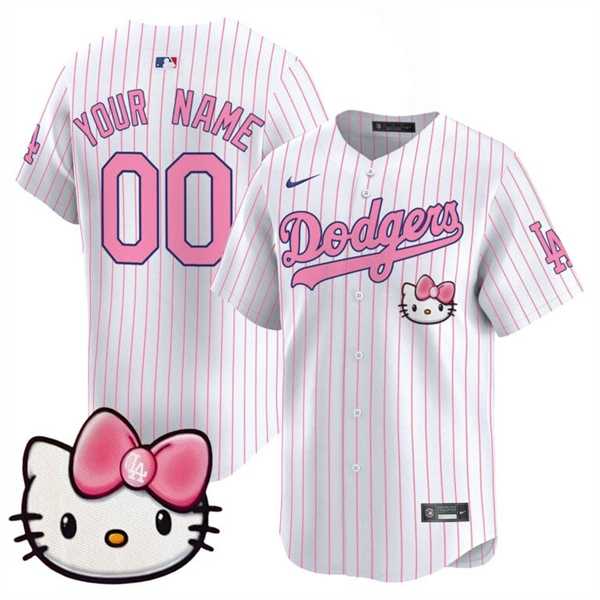 Men%27s Los Angeles Dodgers ACTIVE PLAYER Custom Pinstripe 2025 Hello Kitty Vapor Premier Limited Stitched Baseball Jersey->customized mlb jersey->Custom Jersey