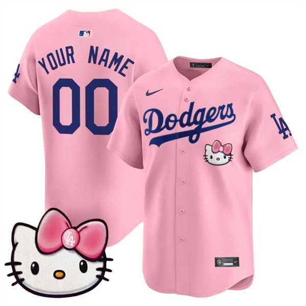 Men%27s Los Angeles Dodgers ACTIVE PLAYER Custom Pink 2025 Hello Kitty Vapor Premier Limited Stitched Baseball Jersey->customized mlb jersey->Custom Jersey