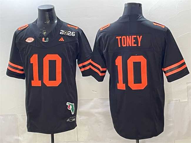 Men%27s Miami Hurricanes #10 Malachi Toney Black F.U.S.E. 2026 & Florida Patch Stitched Football Jersey->miami hurricanes->NCAA Jersey