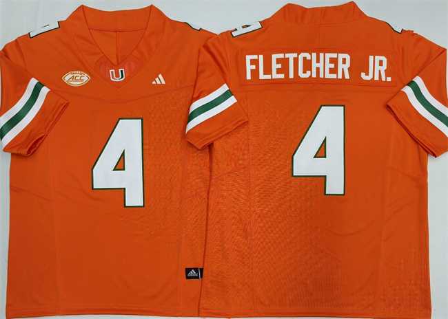 Men%27s Miami Hurricanes #4 Mark Fletcher Jr. Orange F.U.S.E. 2026 Stitched Football Jersey->indiana hoosiers->NCAA Jersey