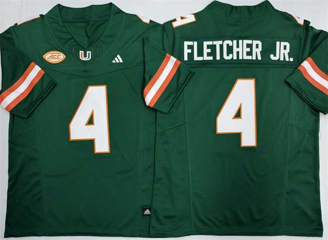 Men%27s Miami Hurricanes #4 Mark Fletcher Jr. Green F.U.S.E. 2026 Stitched Football Jersey->indiana hoosiers->NCAA Jersey