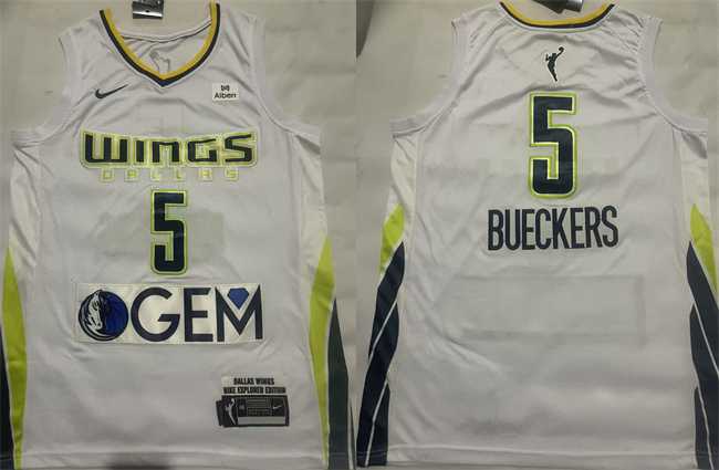 Mens Dallas Wings #5 Paige Bueckers White 2025 Stitched Basketball Jersey->college and high school->NBA Jersey