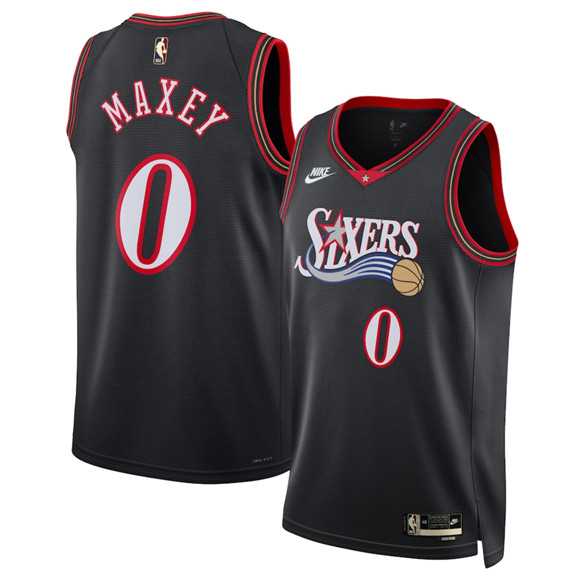 Mens Philadelphia 76ers #0 Tyrese Maxey Black 2025 Classic Edition Stitched Jersey Dzhi->philadelphia 76ers->NBA Jersey