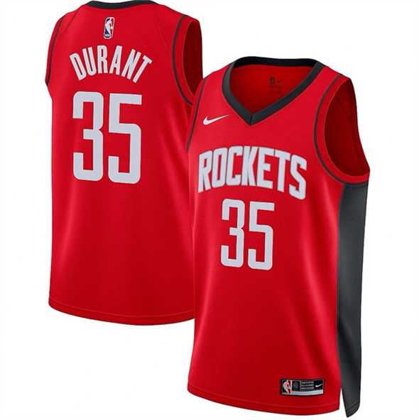 Mens Houston Rockets #35 Kevin Durant Red Icon Edition Stitched Jersey Dzhi->->NBA Jersey