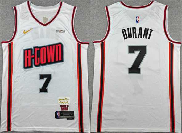 Mens Houston Rockets #7 Kevin Durant White 2024-25 City Edition Stitched Jersey->->NBA Jersey