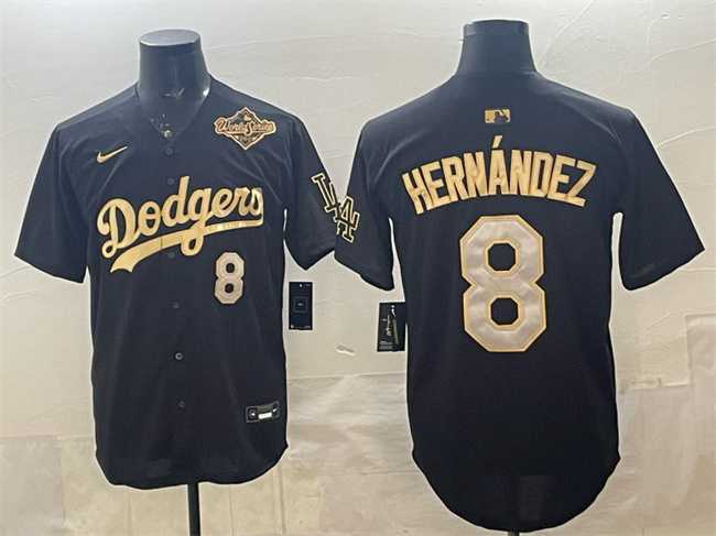 Men%27s Los Angeles Dodgers #8 Enrique Hernandez Black Gold 2025 World Series Patch Limited Stitched Jersey Dzhi->los angeles dodgers->MLB Jersey
