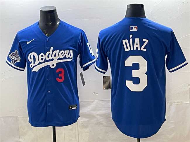 Men%27s Los Angeles Dodgers #3 Edwin Diaz Royal With 2025 World Series Champions Patch Limited Stitched Jersey Dzhi->los angeles dodgers->MLB Jersey