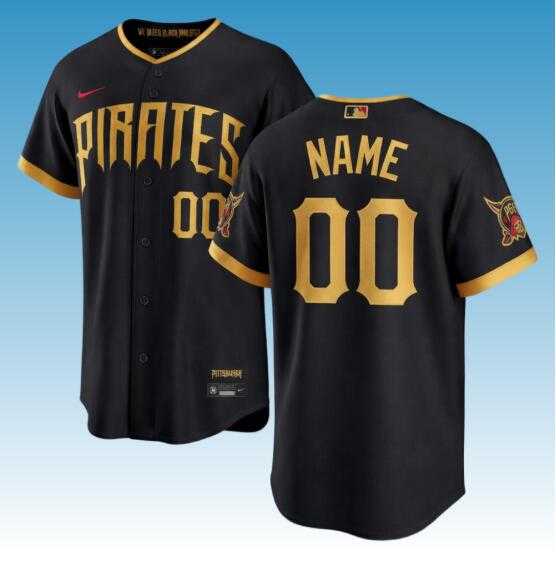 Mens Pittsburgh Pirates Custom Black 2026 City Connect Stadium Stitched Baseball Jersey->customized mlb jersey->Custom Jersey