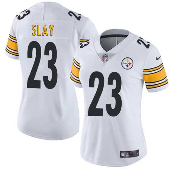 Women%27s Pittsburgh Steelers #23 Darius Slay White 2025 Vapor Untouchable Limited Stitched Jersey(Run Small) Dzhi->pittsburgh steelers->NFL Jersey