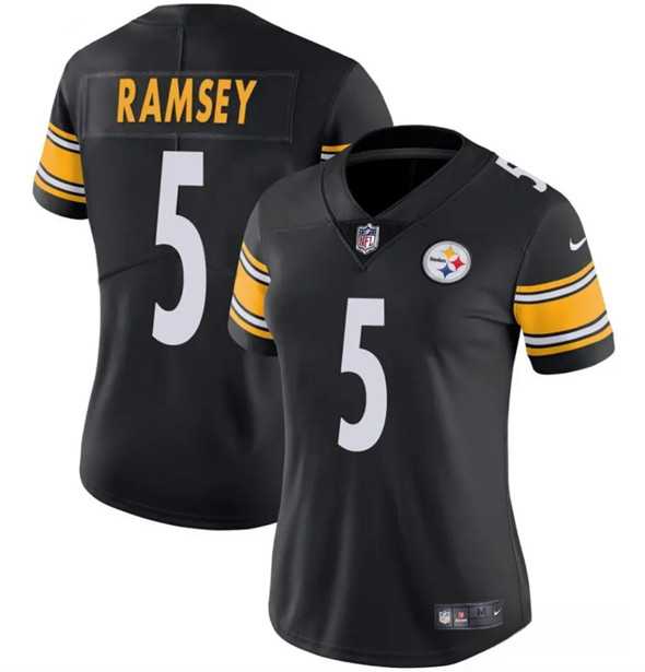 Women%27s Pittsburgh Steelers #5 Jalen Ramsey Black 2025 Vapor Untouchable Limited Stitched Jersey(Run Small) Dzhi->las vegas raiders->NFL Jersey