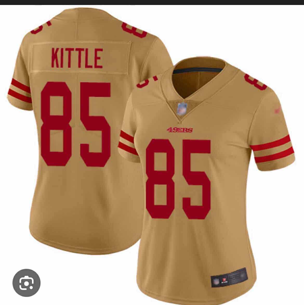 Women%27s San Francisco 49ers #85 George Kittle Gold Vapor Alternate Stitched Jersey(Run Small) Dzhi->pittsburgh steelers->NFL Jersey